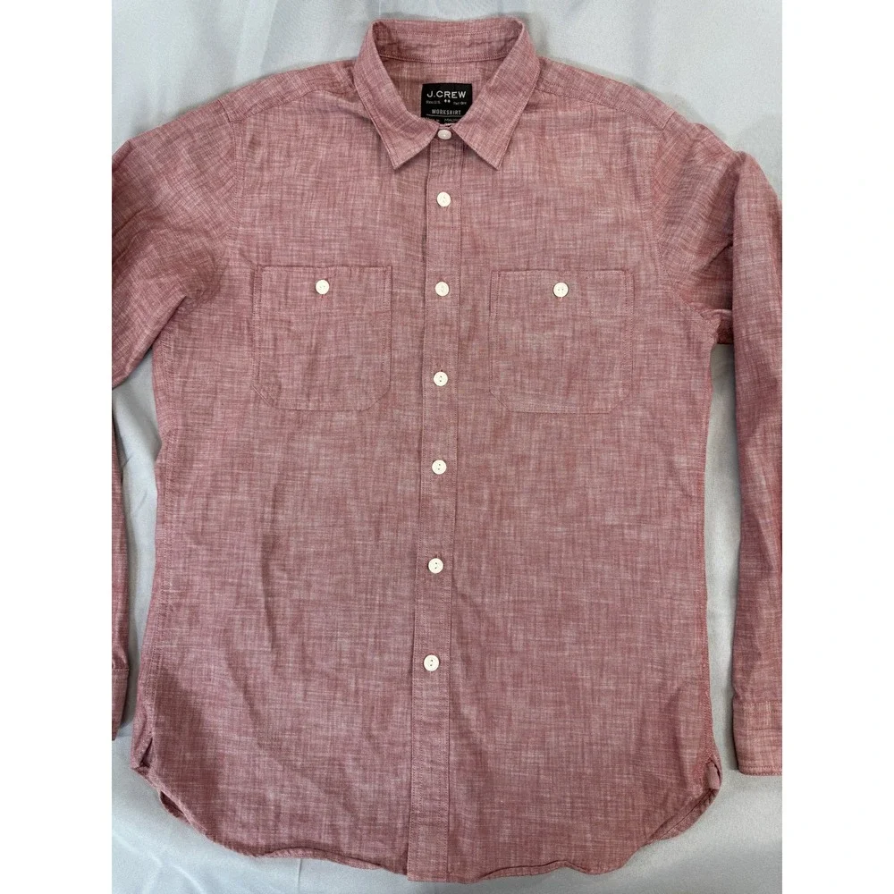 J Crew Workshirt Shirt Mens Small Red Long‎ Sleeve Button Front Casual Classic